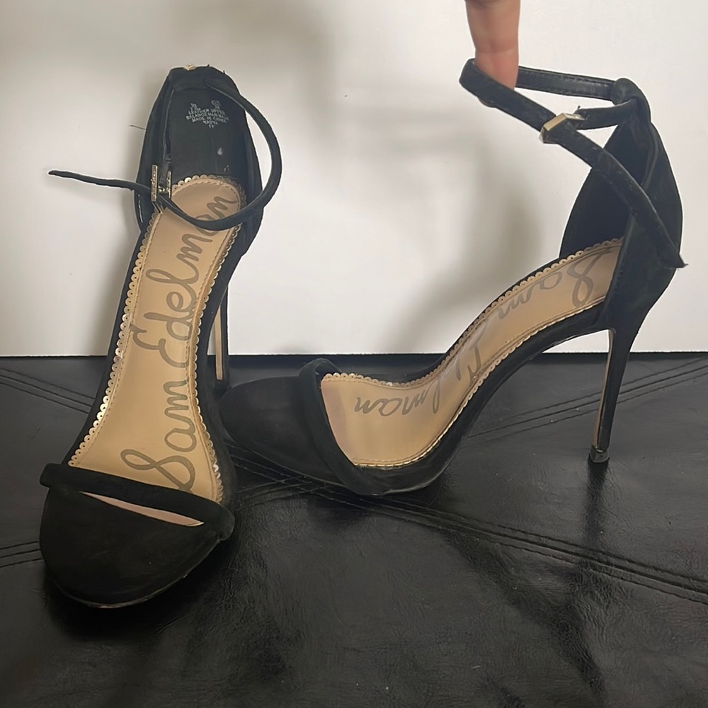 Sam Edelman Black Stiletto Heels with Ankle Strap